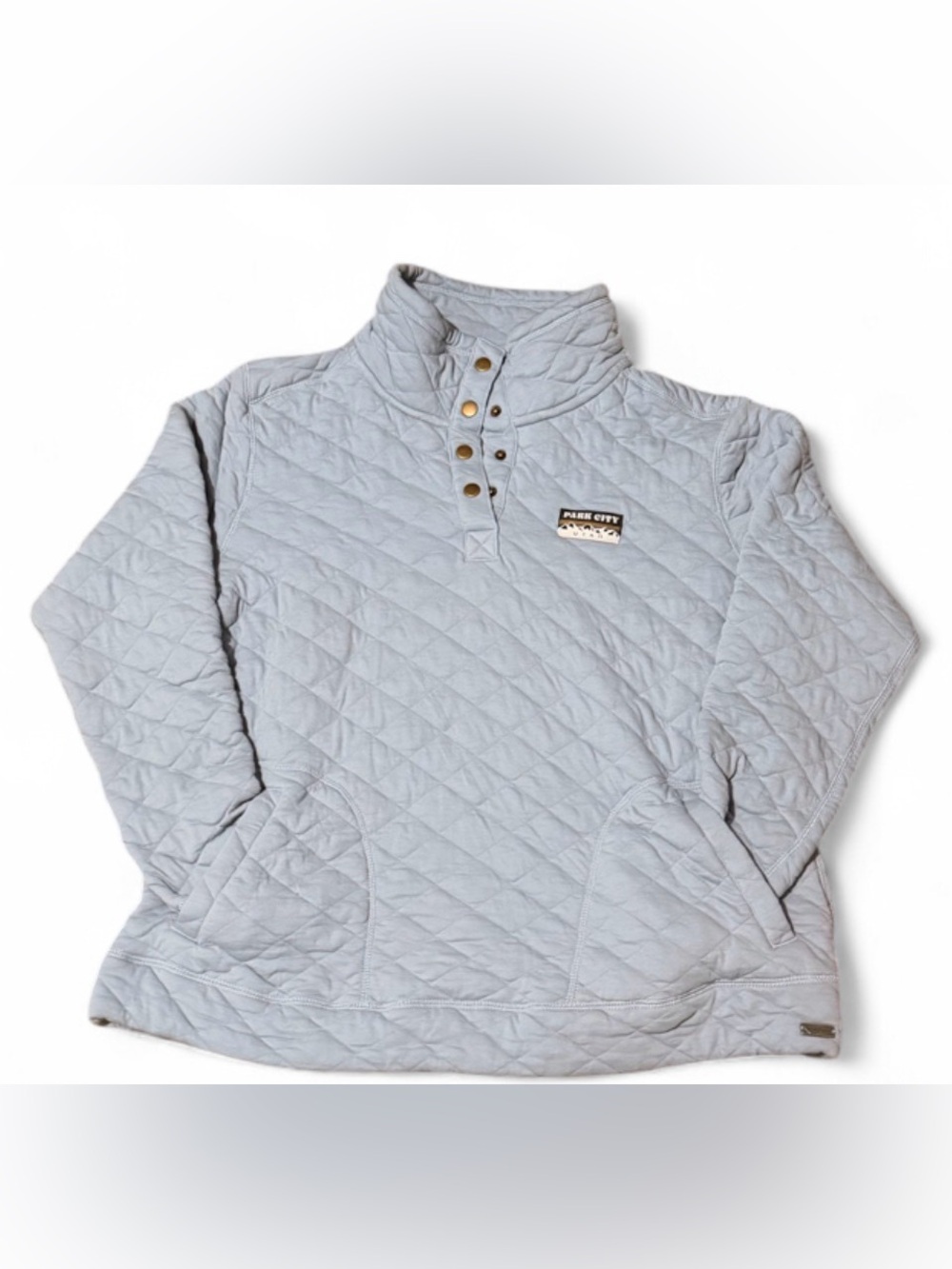 Lightweight Blue Quilted Snap-Front Ski Pullover Jacket